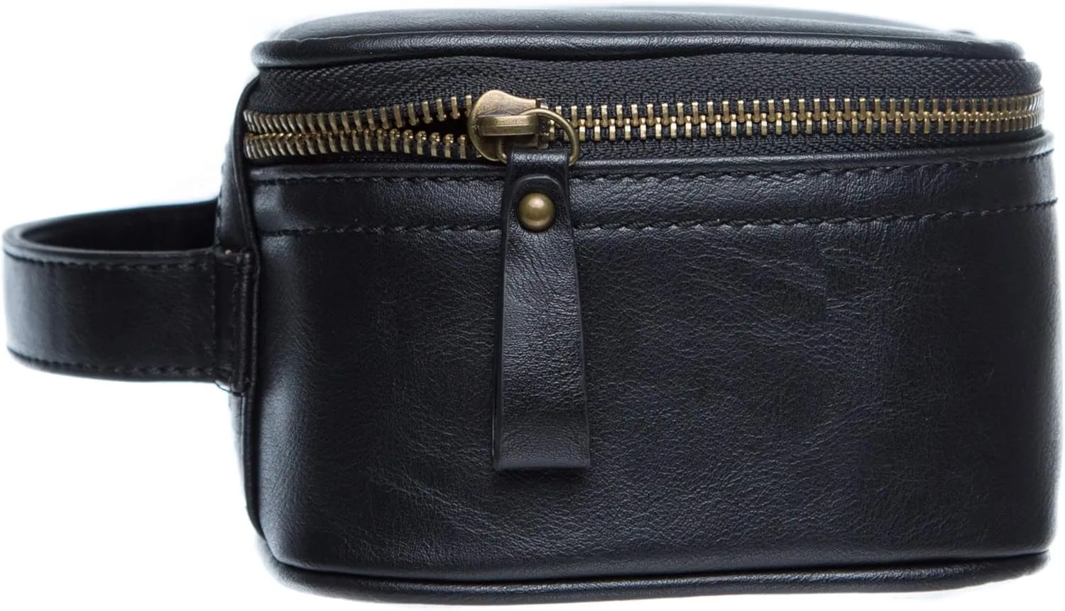 Swanky Badger NEW Personalized Dopp Kit – Leather Toiletry Bag (Black Circle)