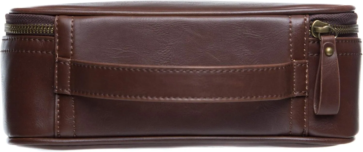 Swanky Badger NEW Personalized Dopp Kit – Leather Toiletry Bag (Brown Vintage)