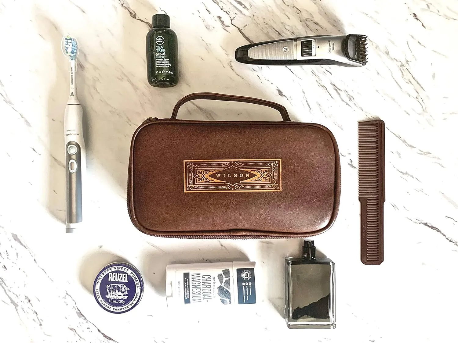 Swanky Badger NEW Personalized Dopp Kit – Leather Toiletry Bag (Brown Vintage)