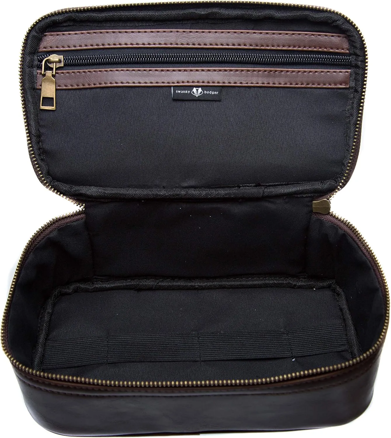 Swanky Badger NEW Personalized Dopp Kit – Leather Toiletry Bag (Brown Vintage)