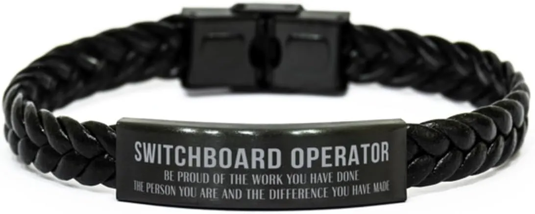 Switchboard Operator Braided Leather Bracelet Gifts, Switchboard Operator Appreciation Gifts for Women or Men, Thank you Switchboard Operator Retirement Appreciation Gifts for Switchboard Operator Be