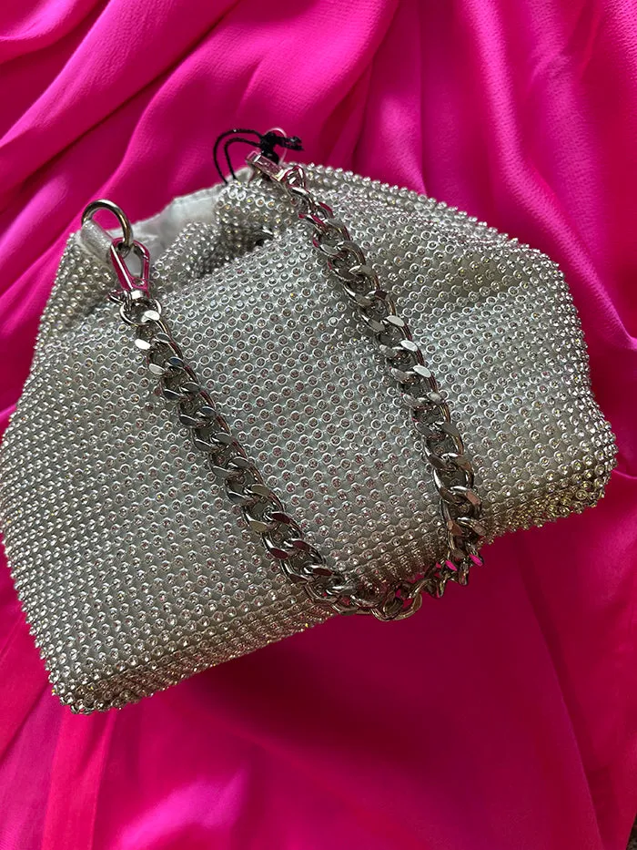 Sylvie Crystal Pouch - Silver