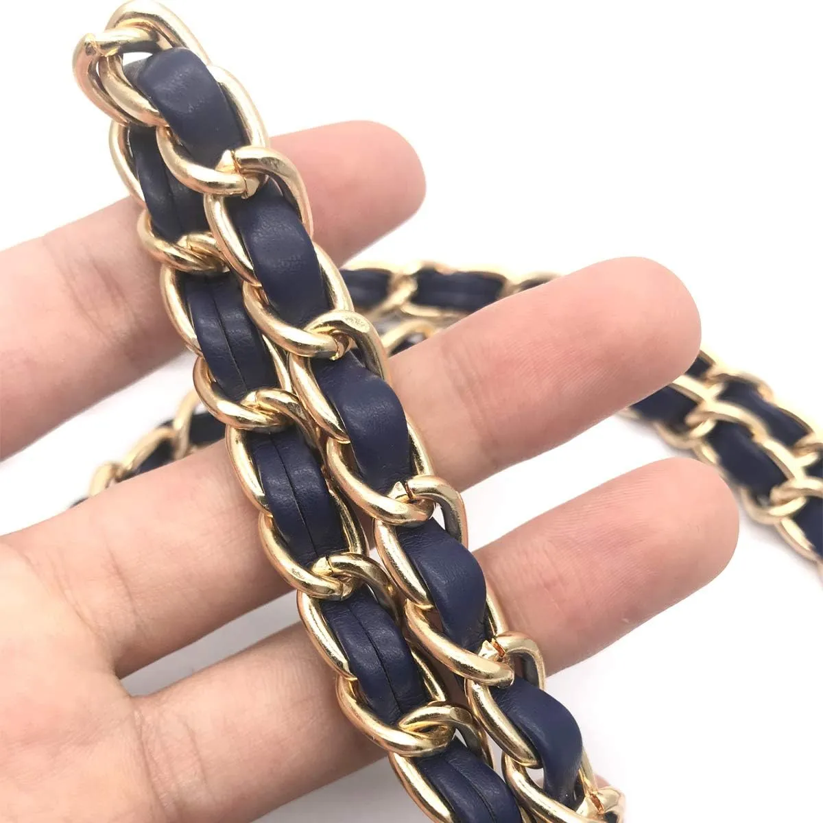 Synthetic Leather Metal Chain Replacement Interchangeable Shoulder Bag Strap Bag Accessories - 47 Inch Royal Blue