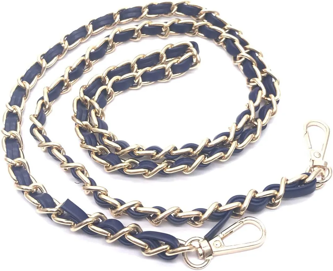 Synthetic Leather Metal Chain Replacement Interchangeable Shoulder Bag Strap Bag Accessories - 47 Inch Royal Blue