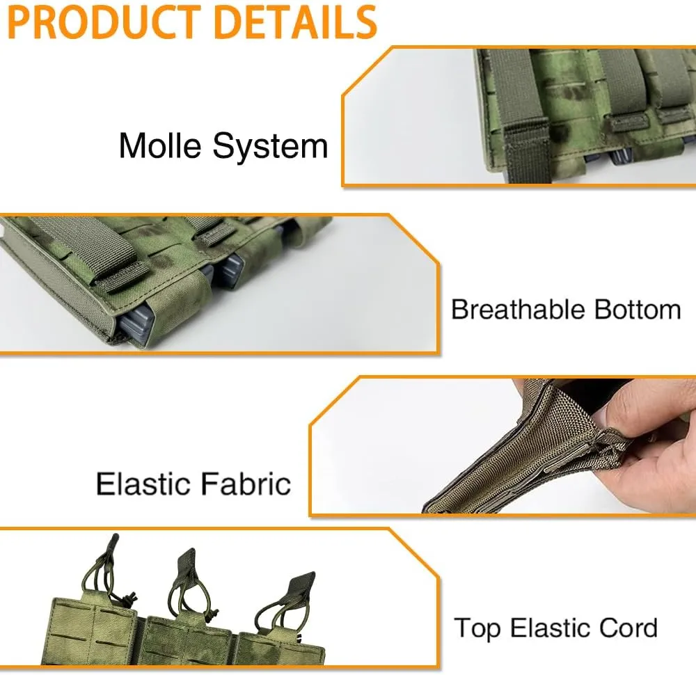 Tactical Mag Pouch Laser Cutting Molle Mag Pouch Triple Mag Pouch Open Top Mag Pouch for Magazine Holster for Tactical Bag Accessories Holder