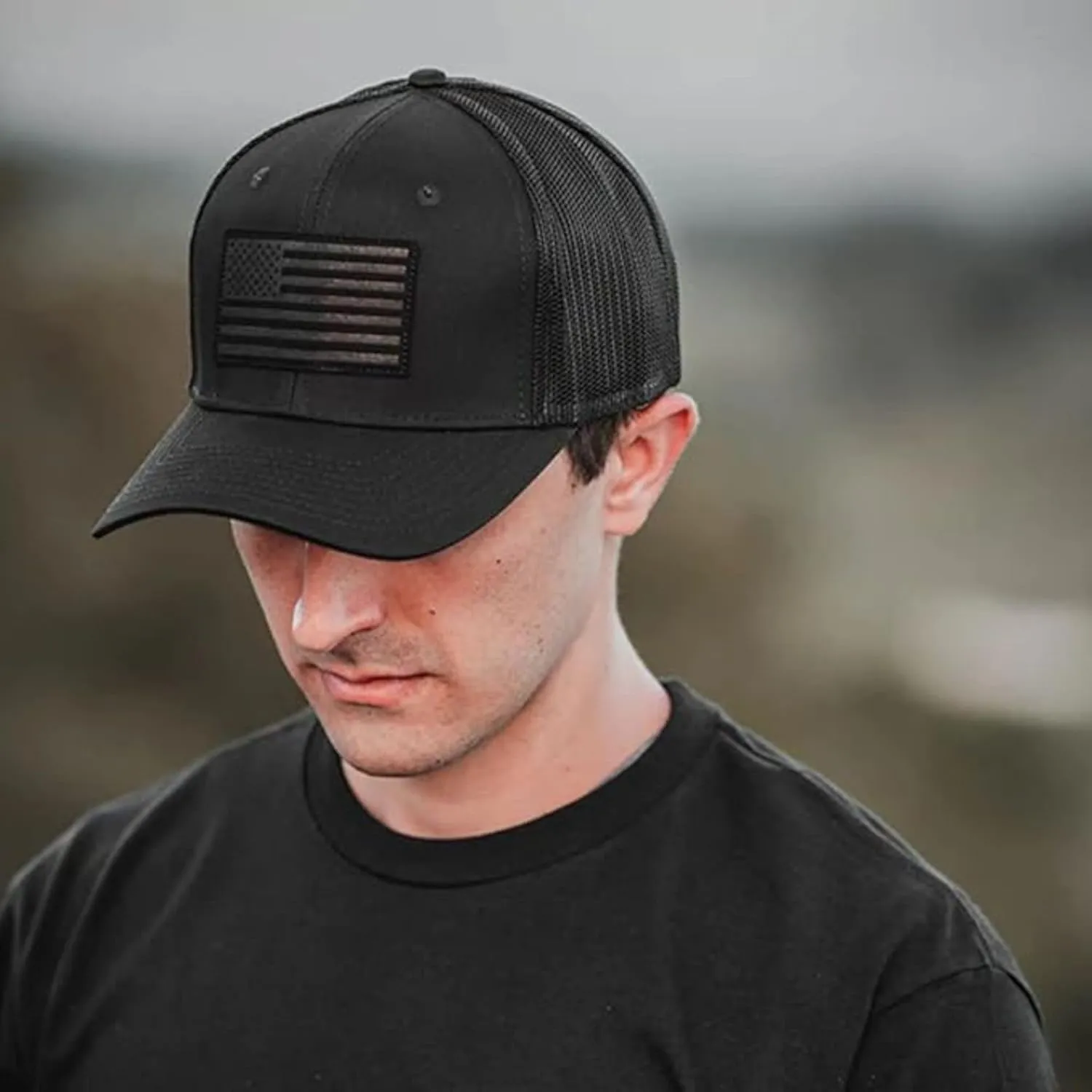 Tactical Pro Supply Trucker Hat - American Flag Hat for Men & Women | Patriotic USA Leather Patch Flag Trucker Snapback Hats
