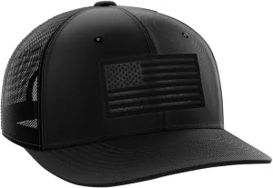 Tactical Pro Supply Trucker Hat - American Flag Hat for Men & Women | Patriotic USA Leather Patch Flag Trucker Snapback Hats