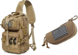 Tactical Sling Backpack and Tactical Molle Glasses Pouch