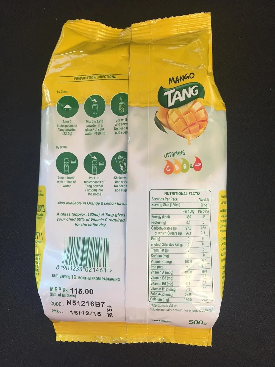 Tang Mango Instant Drink Mix, 500g Pouch