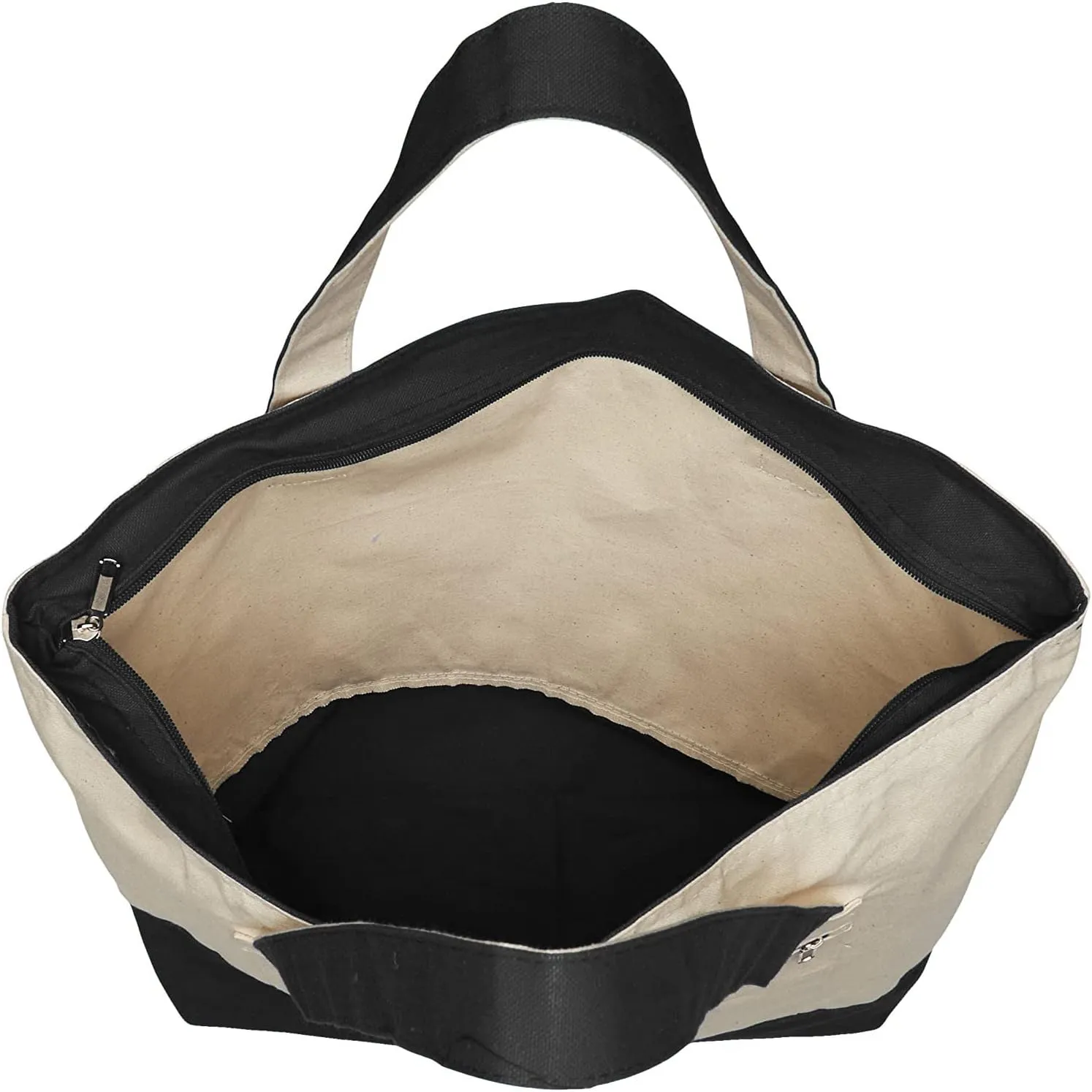 TBF Personalized Initial Large Zipper Canvas Tote Bag, Sturdy Gift Tote Bags for Women