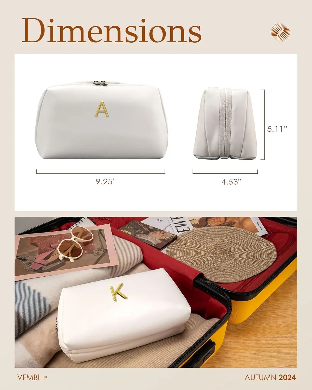 Teacher Gifts, Initial Makeup Bag for Women, Gifts for 21st 30th 40th 50th Year Old Women, Teacher Appreciation Gifts, Trendy Stuff, Thank You Gifts for Her