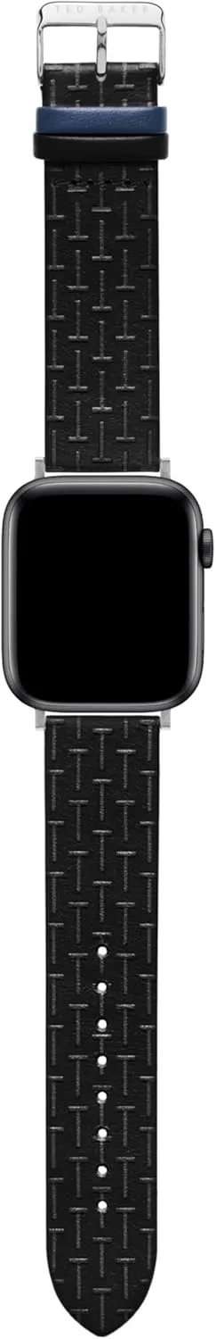 Ted Baker Black T-Embossed Leather Strap Blue Keeper for Apple Watch® (Model: BKS42F131B0)