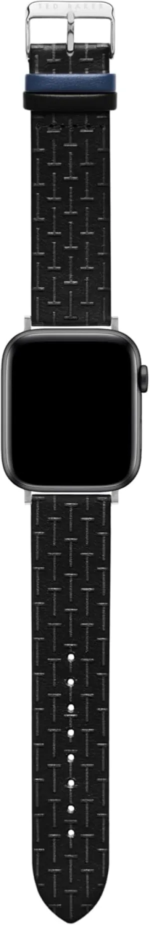 Ted Baker Black T-Embossed Leather Strap Blue Keeper for Apple Watch® (Model: BKS42F131B0)
