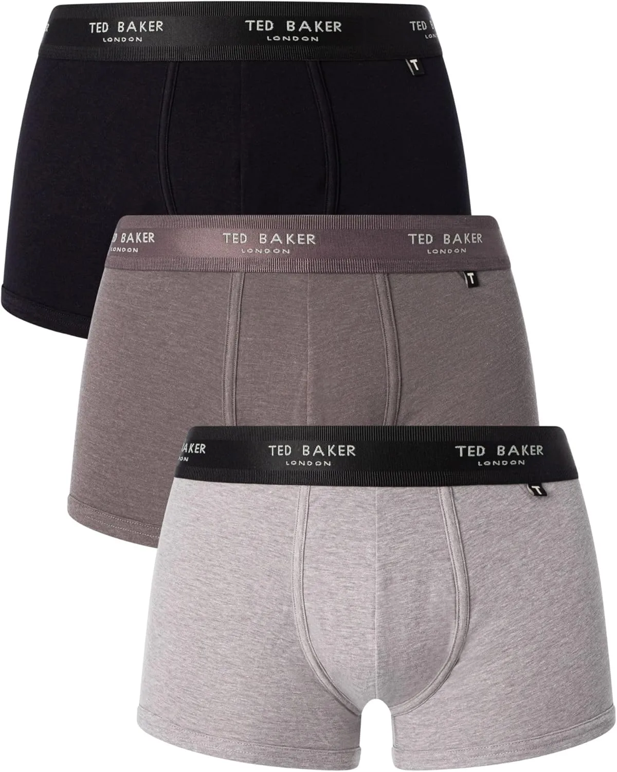 Ted Baker Men's 3 Pack Cotton Stretch Trunks, Grey Mix, M