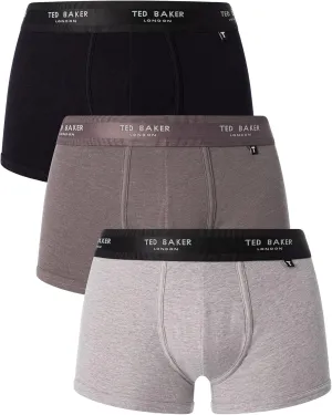 Ted Baker Men's 3 Pack Cotton Stretch Trunks, Grey Mix, M