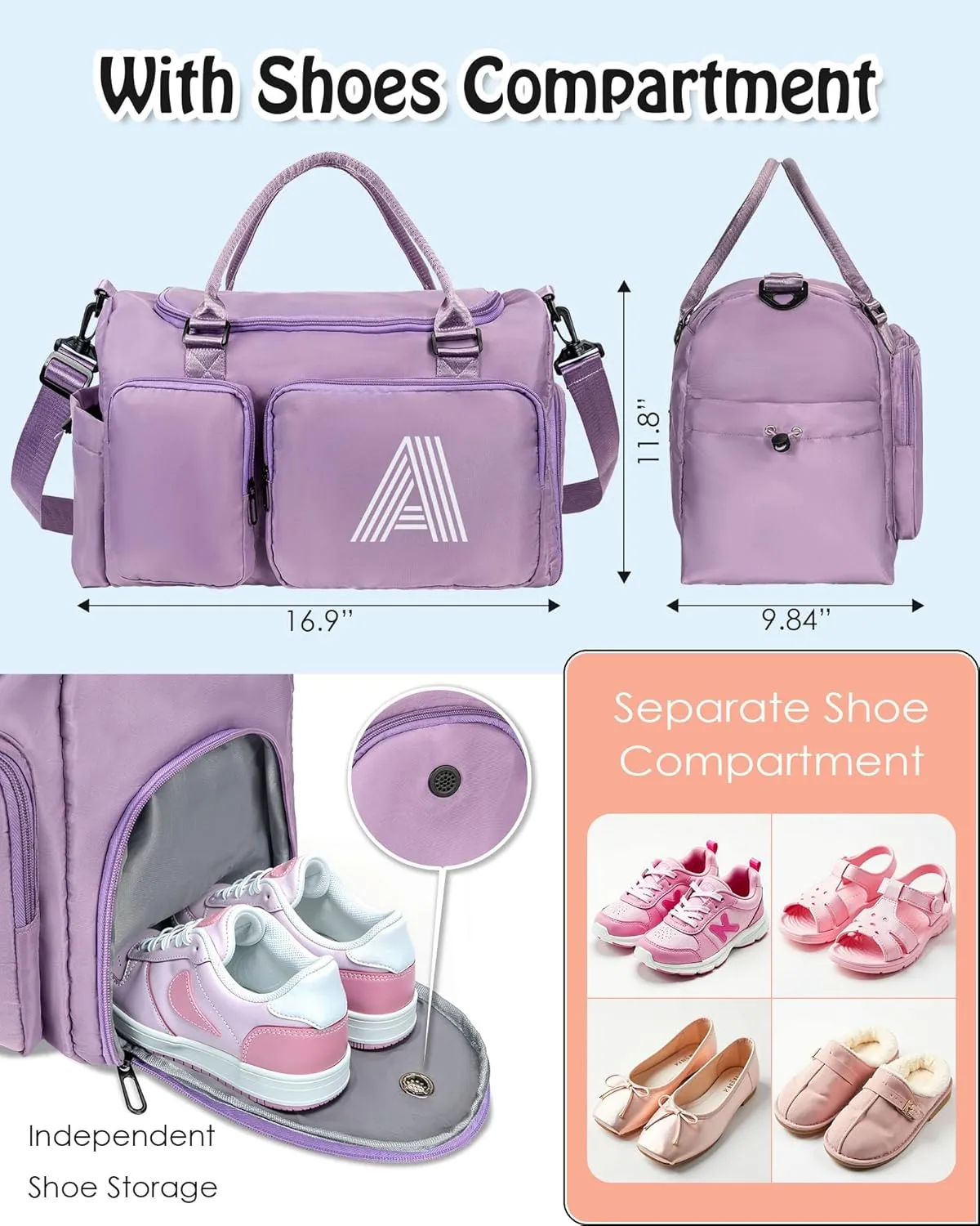 Teens Duffel Gym Bag for Girls 8-12, Kids Travel Duffel Bag, Teacher Appreciation Gifts, Personalized Weekender Bag, women Gift Ideas