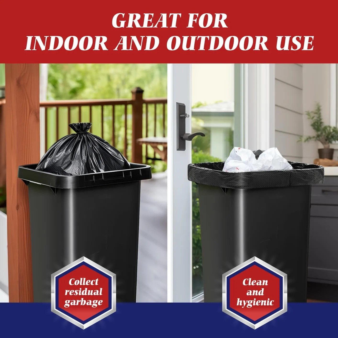Teivio Black Trash Bags 40-45 Gallon 100 Bags w/Ties | Large Multipurpose | Fit 39,40,42,44,45 gallon Garbage Bags | Kitchen | Lawn And Leaf Bags Outdoor Yard Waste Bag | Workshops Trash Bin Liner