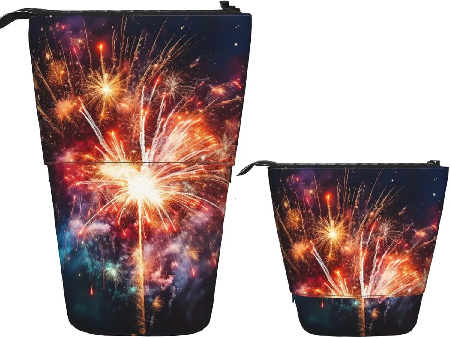 Telescopic Pencil Bag Explosion Firework Pen Holder Standing Pencil Case Cute Stand Up Pen Holder Organizer Pop Up Cosmetics Bag with Zipper Portable Pencil Pouch for Office