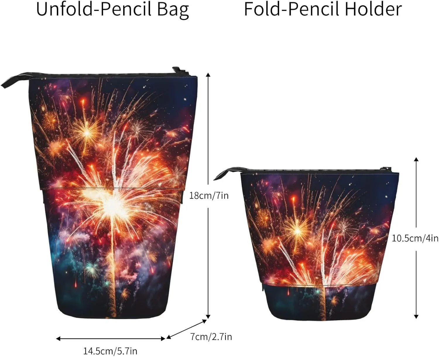 Telescopic Pencil Bag Explosion Firework Pen Holder Standing Pencil Case Cute Stand Up Pen Holder Organizer Pop Up Cosmetics Bag with Zipper Portable Pencil Pouch for Office