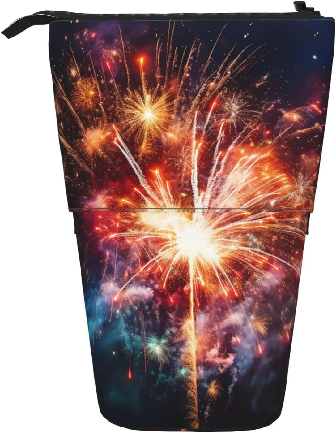 Telescopic Pencil Bag Explosion Firework Pen Holder Standing Pencil Case Cute Stand Up Pen Holder Organizer Pop Up Cosmetics Bag with Zipper Portable Pencil Pouch for Office