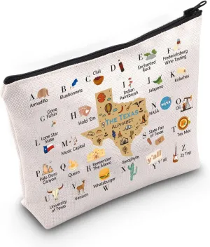 Texas Makeup Zipper Pouch - Travel Gift Bag for Moving to Texas