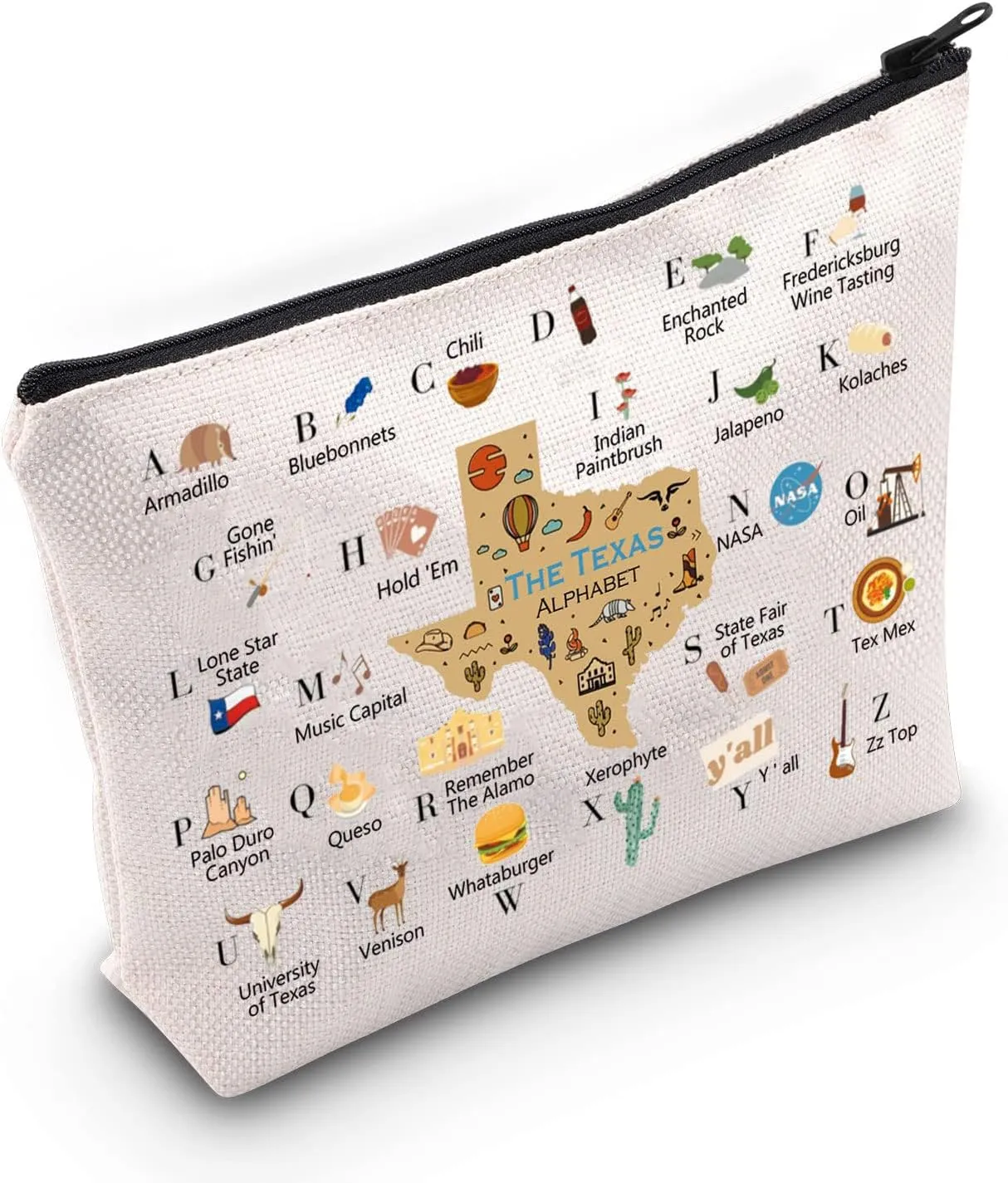 Texas Makeup Zipper Pouch - Travel Gift Bag for Moving to Texas
