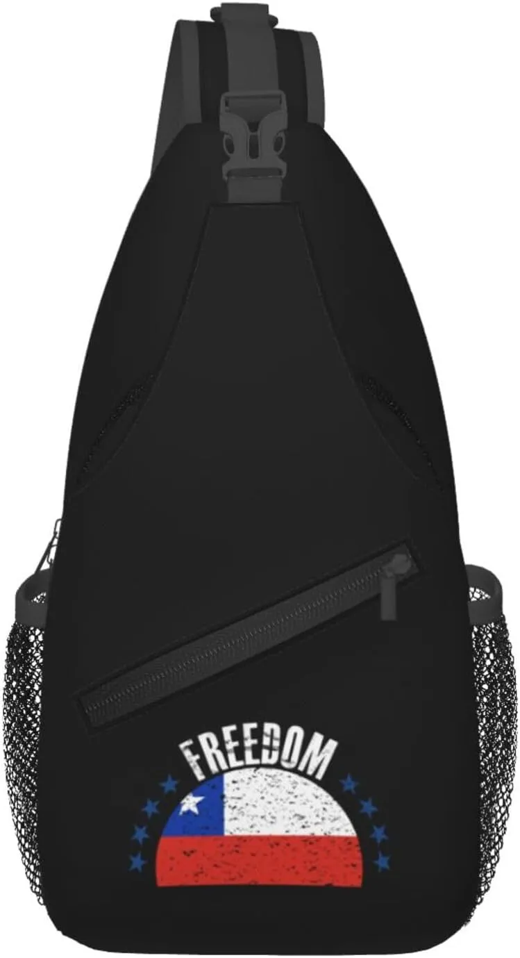 The Chile Flag And Freedom Crossbody Bags For Women Men Chest Backpack Gym Shoulder Bag Travel Outdoor Sports Casual Crossbody Bags