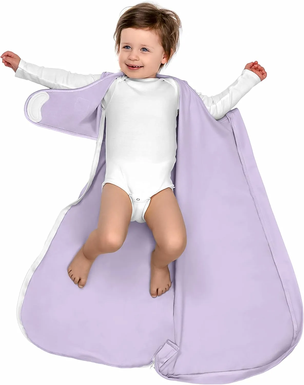 The Ollie World Alphie Sleep Pouch, Made from Custom Patented Moisture-Wicking Fabric, 2-Way Zipper, Sleep Sack, Wearable Blanket, Swaddle Transition, (Lavender, Owl (12-25 lbs))