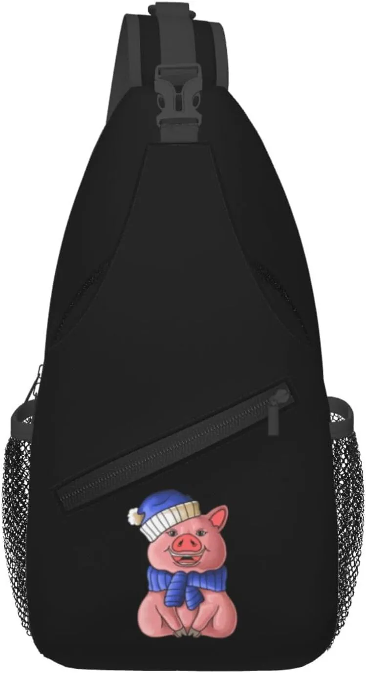 The Pig With The Hat Crossbody Bags For Women Men Chest Backpack Gym Shoulder Bag Travel Outdoor Sports Casual Crossbody Bags