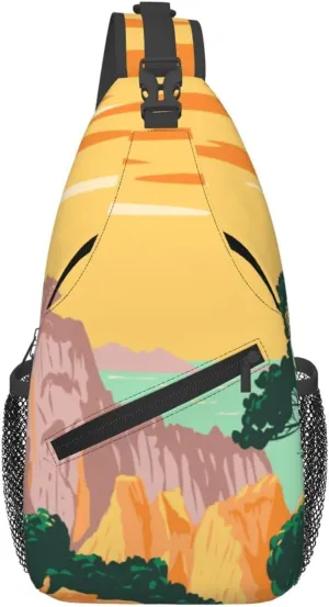 The Pine Tree By The Cliff Crossbody Bags For Women Men Chest Backpack Gym Shoulder Bag Travel Outdoor Sports Casual Crossbody Bags