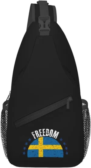 The Sweden Flag And Freedom Crossbody Bags For Women Men Chest Backpack Gym Shoulder Bag Travel Outdoor Sports Casual Crossbody Bags