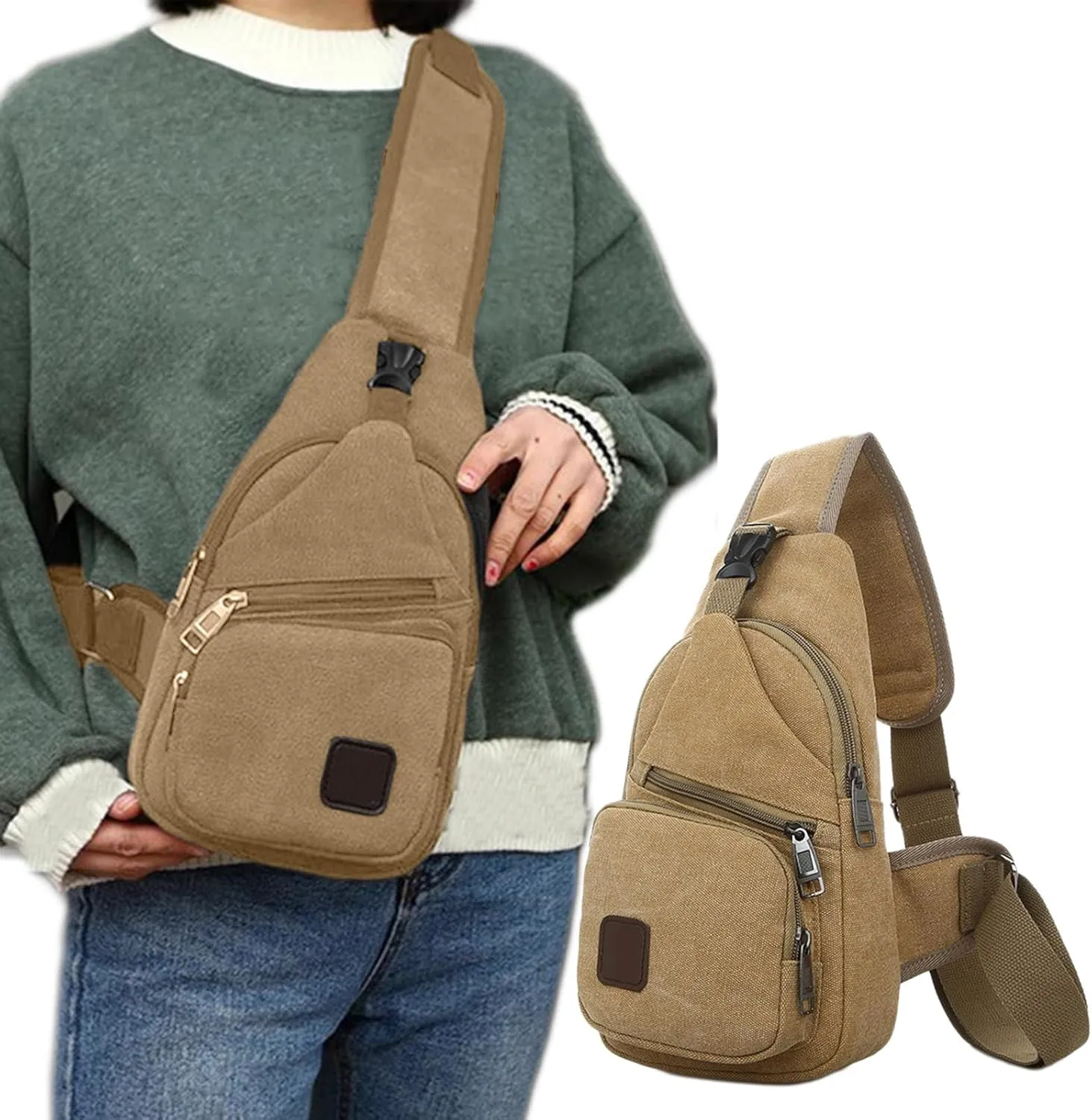 Thickened Outdoor Canvas Crossbody Bags for Women, New Multipurpose Portable Shoulder Bag Chest Bag for Travel Hiking