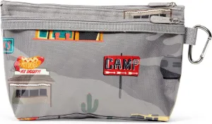 THIRTY-ONE Gifts Clear Clip Pouch, Zipper Pouch with Clear Pouch Pocket and Carabiner Pouch Clip, Cactus Campers, Small