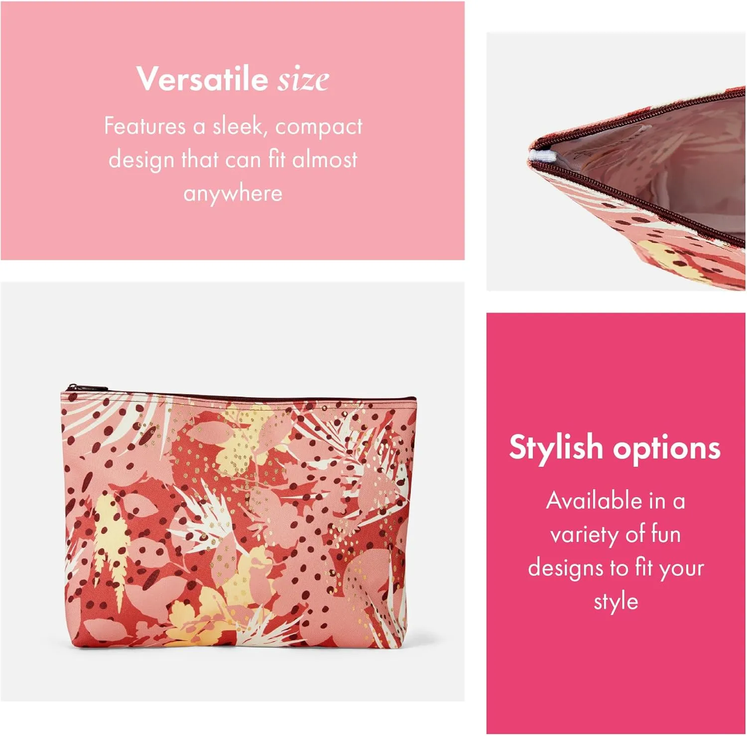 THIRTY-ONE Gifts Zipper Pouch Large Zippered Pouch for Purse Travel Bag or Home Organization Painted Floral, Desert Palms
