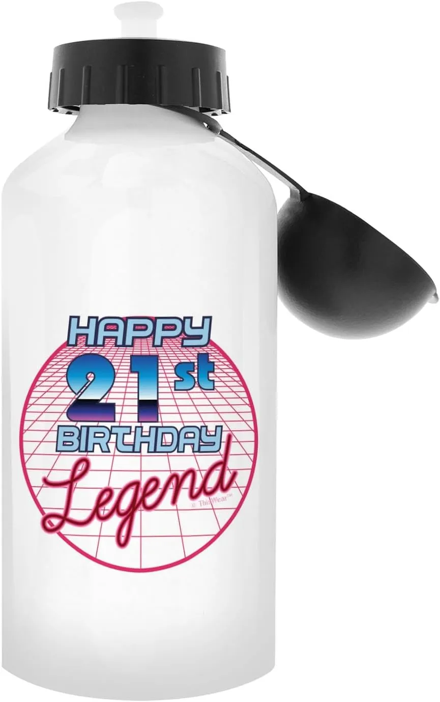 ThisWear 21st Birthday Gifts For Women Happy 21st Birthday Legend 18oz Aluminum Water Bottle with Carabiner Clip & Sport Top