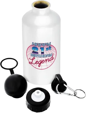 ThisWear 21st Birthday Gifts For Women Happy 21st Birthday Legend 18oz Aluminum Water Bottle with Carabiner Clip & Sport Top