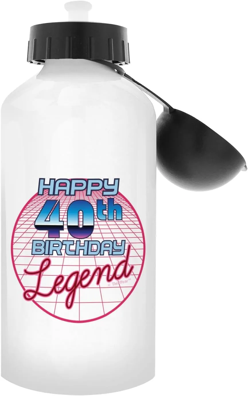 ThisWear 40th Birthday Decorations For Men Happy 40th Birthday Legend 20oz Aluminum Water Bottle with Carabiner Clip & Sport Top