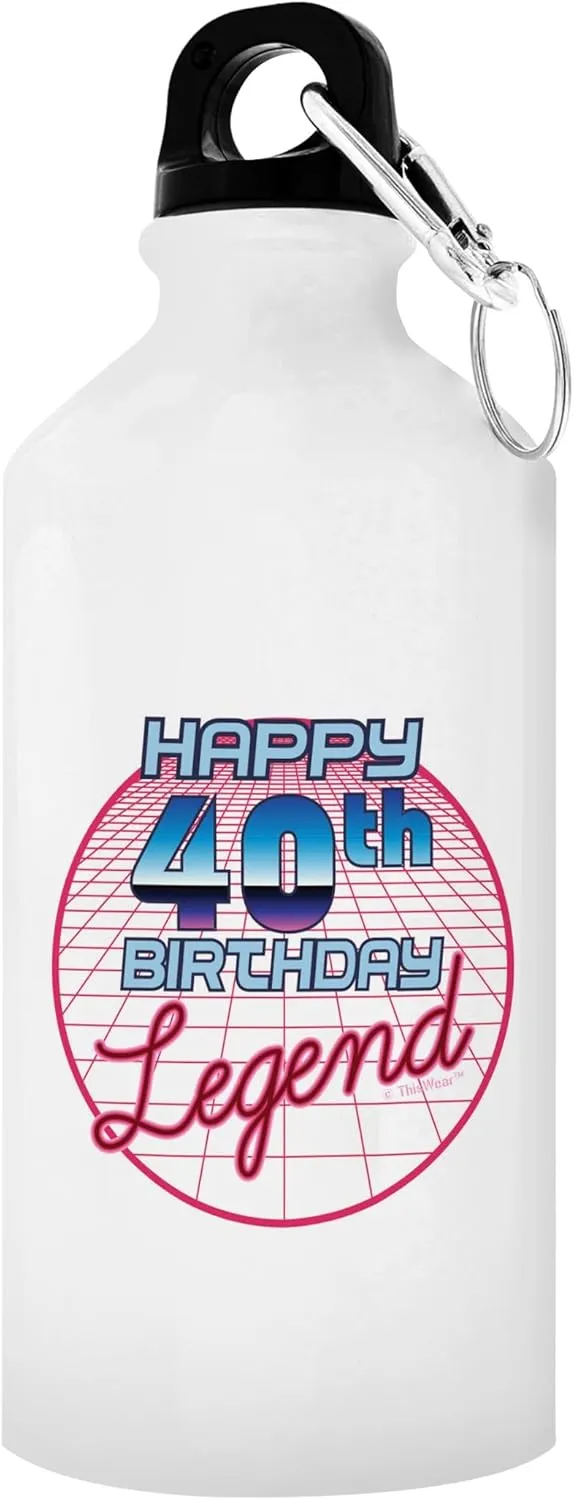 ThisWear 40th Birthday Decorations For Men Happy 40th Birthday Legend 20oz Aluminum Water Bottle with Carabiner Clip & Sport Top