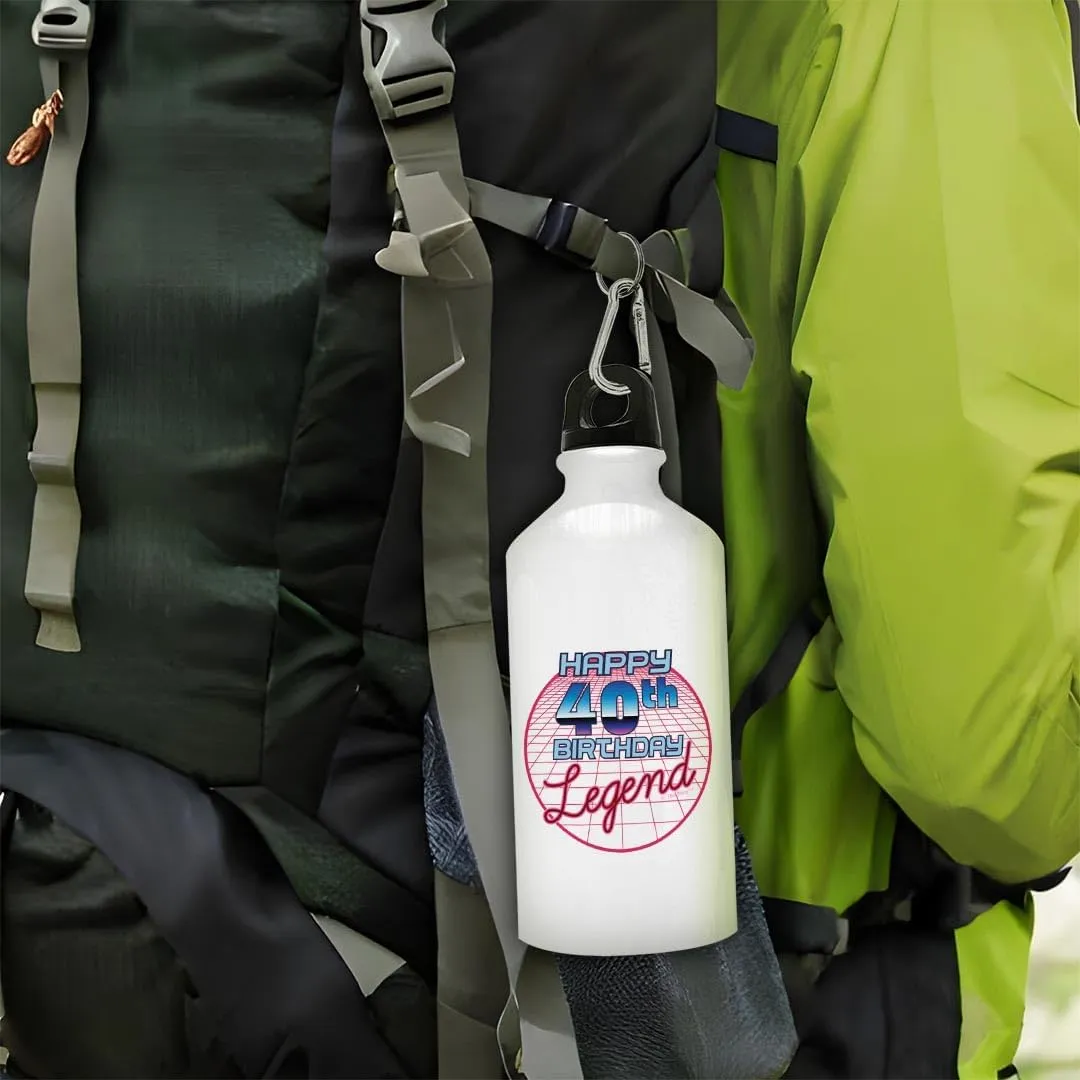 ThisWear 40th Birthday Decorations For Men Happy 40th Birthday Legend 20oz Aluminum Water Bottle with Carabiner Clip & Sport Top