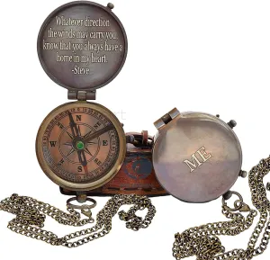 Thoreau's Go Confidently Quote Engraved Compass with Leather case, Camping Compass, Boating Compass, Gift Compass, Graduation Day Gifts
