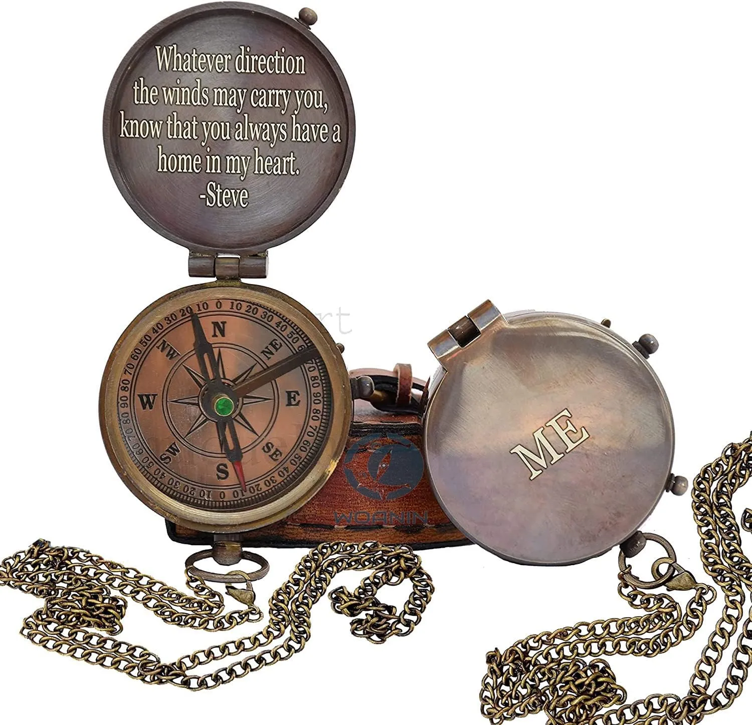 Thoreau's Go Confidently Quote Engraved Compass with Leather case, Camping Compass, Boating Compass, Gift Compass, Graduation Day Gifts