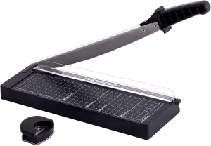 TIANSE Paper Cutter 12 Inch Paper Cutter Guillotine with 8 to 10 Sheet Capacity Safety Blade Lock Heavy Duty Paper Trimmer for Cardstock Cutting Board Paper Cutter Slicer for Home Office School Black