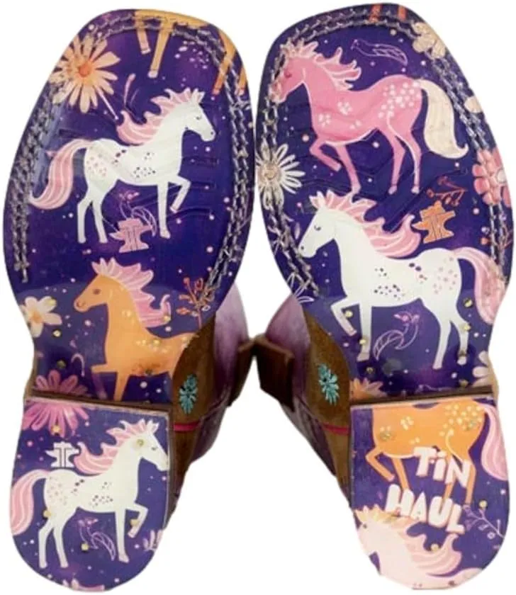 Tin Haul Kid`s Daisy Blossom Floral Pony Sole Cowgirl Boot