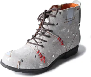 TMA EYES Hand-Stitched Floral-Print Leather Women's Boots