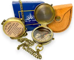 to My Son – Never Forget That I Love You, Brass Compass, Gift for Son from Mom and Dad, Graduation, Baptism, Confirmation, Communion, Sentimental Keepsake, Birthday Gift, Back to School, Faith Gift