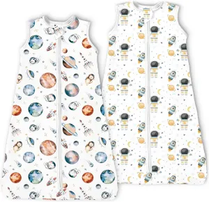 Toddler Sleep Sacks 2T-3T-4T, 0.5 TOG Light Summer Wearable Blankets, Extra Long XL Sleeping Bags, 2 Pack