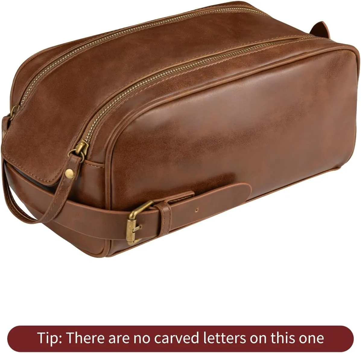 Toiletry Bags for Men Leather Travel Toiletry Bag With Engraved Initial Large Shaving & Dopp Kit Personalized Birthday Wedding Groomsmen Gifts for Men (NONE)