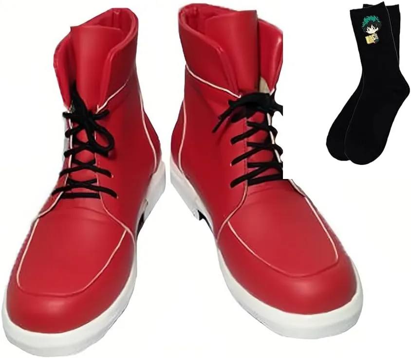 Tokisaki Halloween Men's High-top Shoes Fashion Ladies Pu Leather Midoriya Izuku Cosplay Boots Hero Academia Deku Costume Mina Ashido Shoes