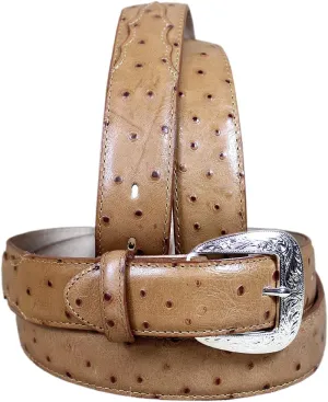 Tony Lama Men's Ostrich Print Leather Belt Reg and Big Cognac 44