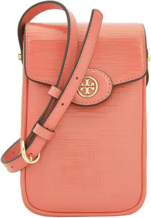 Tory Burch Robinson Crosshatched Phone Crossbody, Coral Crush